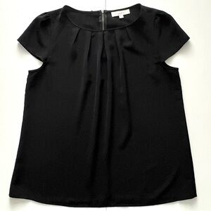 Ann Taylor LOFT Black Short Sleeve Blouse Black Size Large